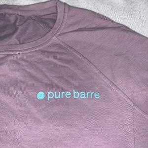 Pure barre cropped sweat shirt lavender mauve with aqua logo small hard to find